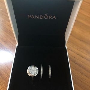 NWOT Pandora ring and hoop earring set